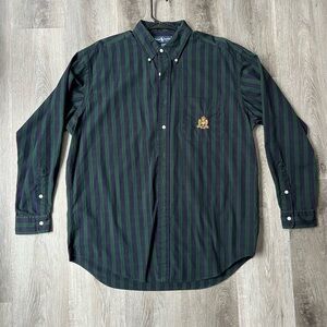 Ralph Lauren Men’s Vintage Navy/Forest Green Embroidered Button-down